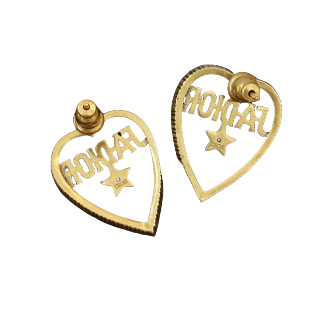 CDE117 Jadior Heart star stud earrings in metal and crystal - ccjewelryacc