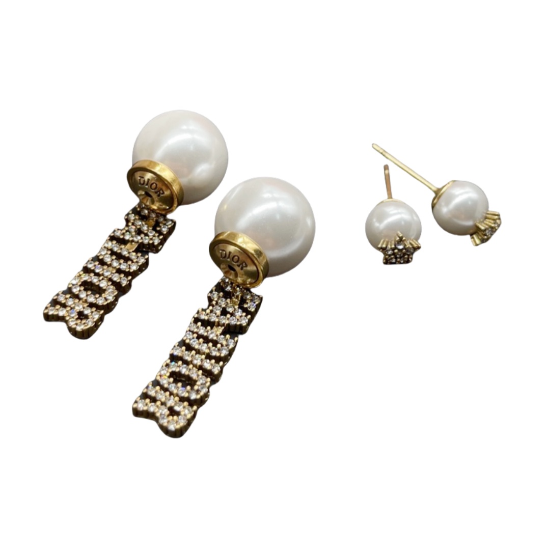 CDE127 Crystal Jadior tribales earrings in metal and pearl - ccjewelryacc