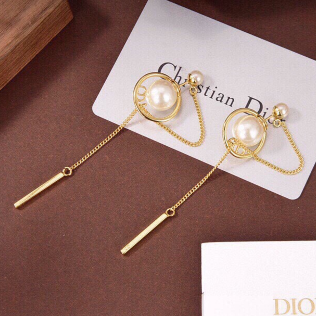 CDE291 Dior tribales tassels earrings with chain and pearls - ccjewelryacc