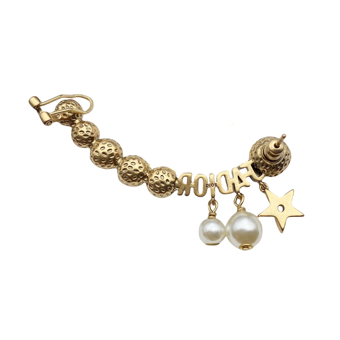 CDE121 JaDior crystal and pearl stud earring with cuff clip (1pcs) - ccjewelryacc