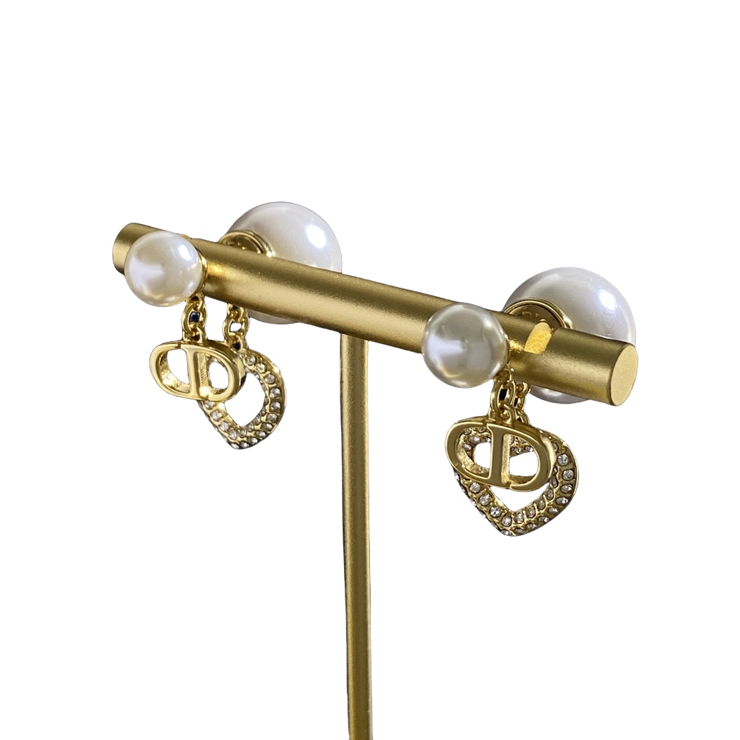 CDE295 Dior crystal heart tribales earrings - ccjewelryacc