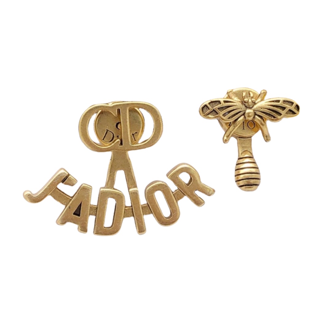 CDE112 Asymmetry JADIOR bee stud earrings in metal - ccfashionjewelry