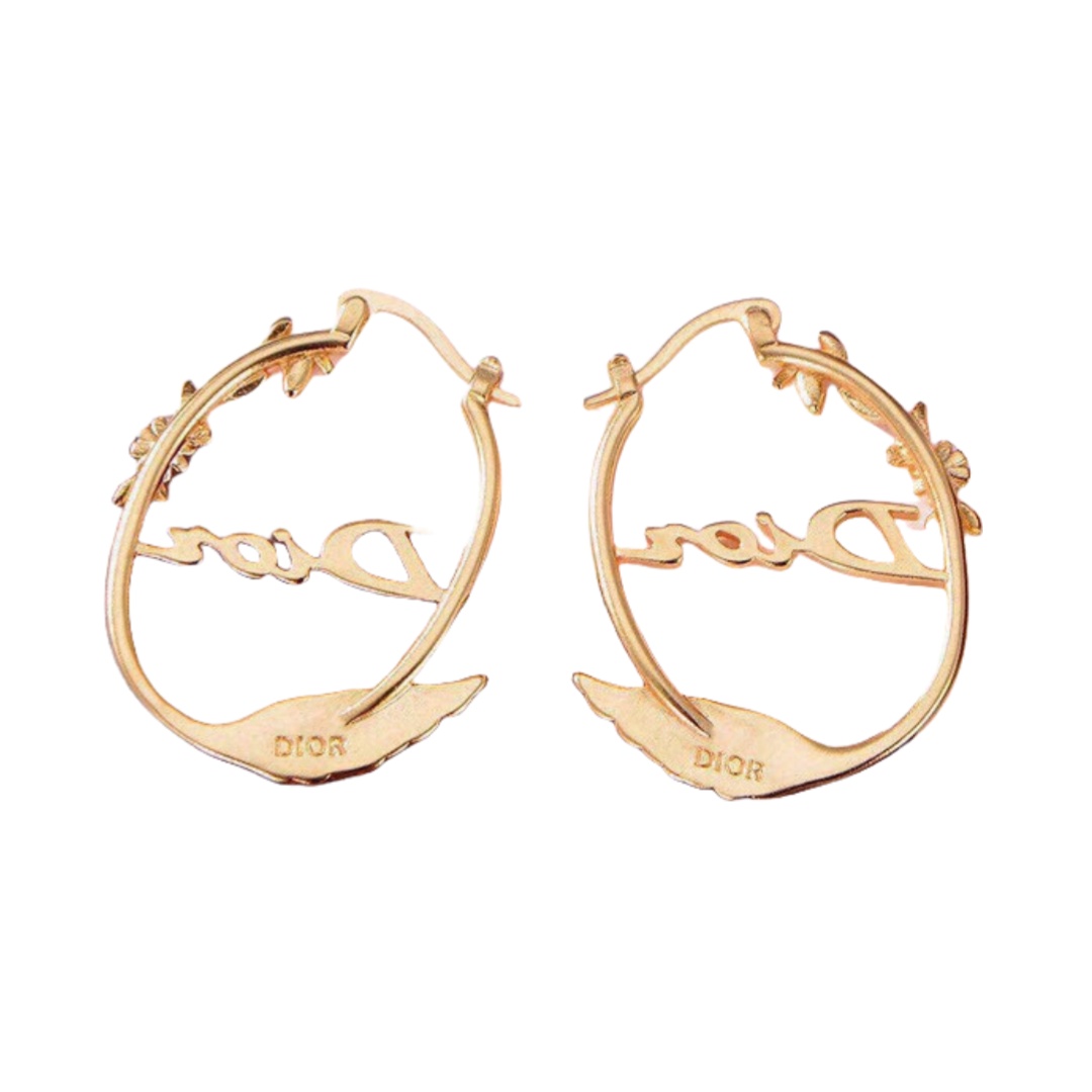 CDE104 Dio(r) Evolution hoop earring in gold finish - ccjewelryacc