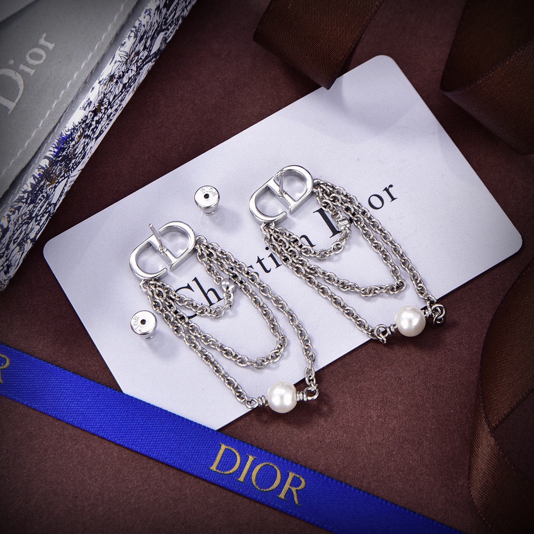 CDE204 Dior CD letter and chain tassels earrings - ccjewelryacc
