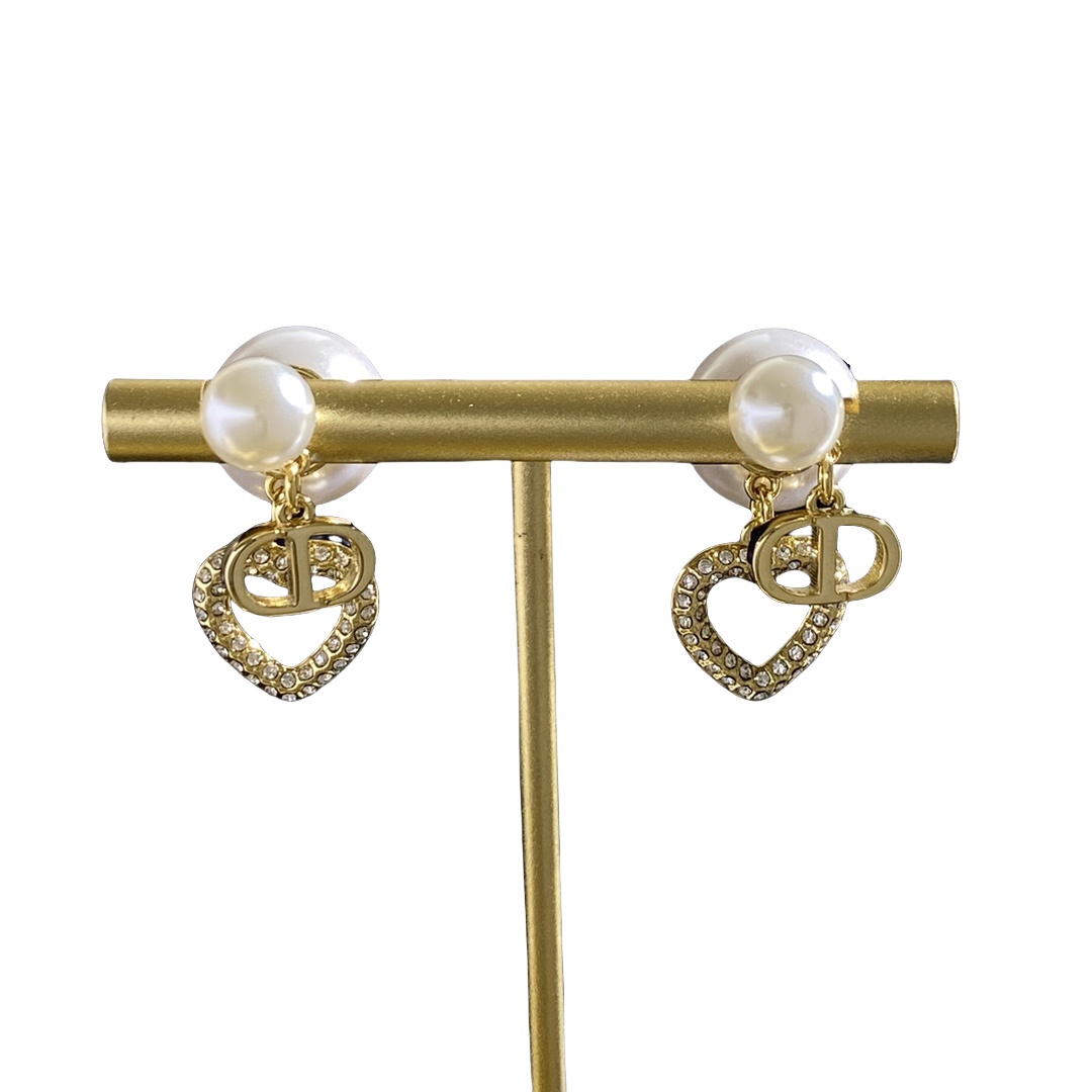 CDE295 Dior crystal heart tribales earrings - ccjewelryacc
