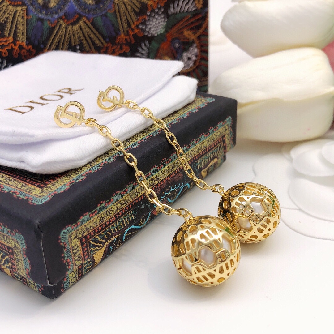 CDE119 CD hollow ball tassels earrings - ccjewelryacc