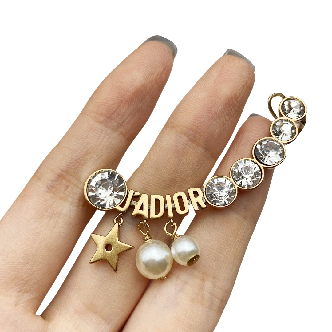 CDE121 JaDior crystal and pearl stud earring with cuff clip (1pcs) - ccjewelryacc