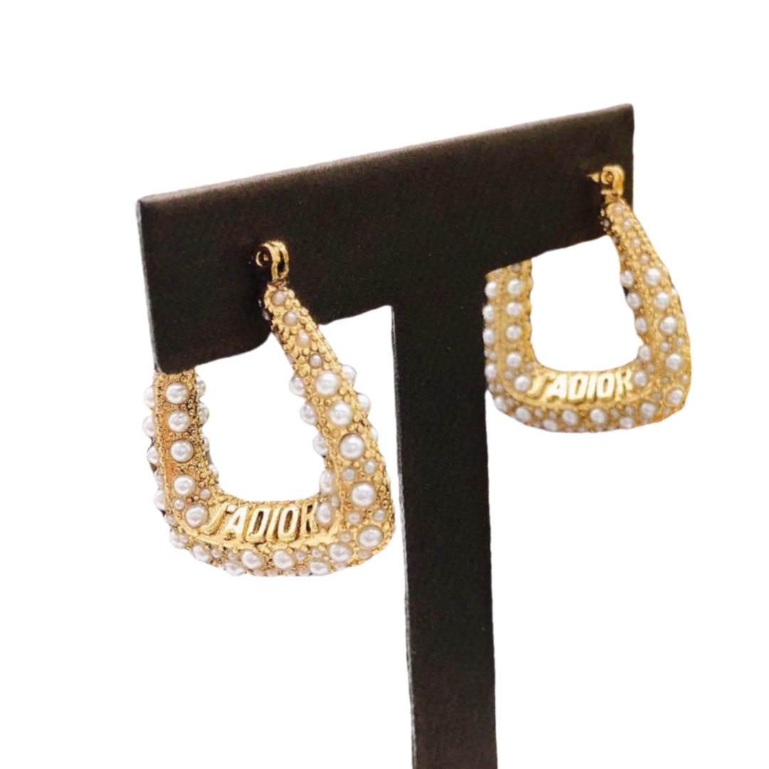 CDE115 Dior U shage pearl hook earrings - ccjewelryacc