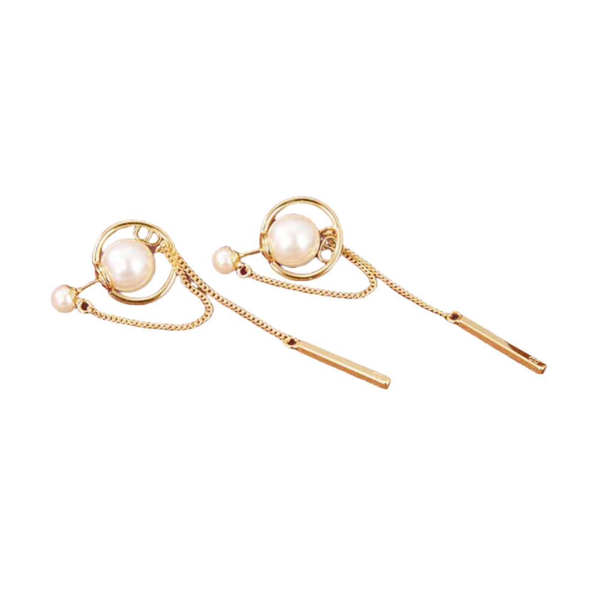 CDE291 Dior tribales tassels earrings with chain and pearls - ccfashionjewelry
