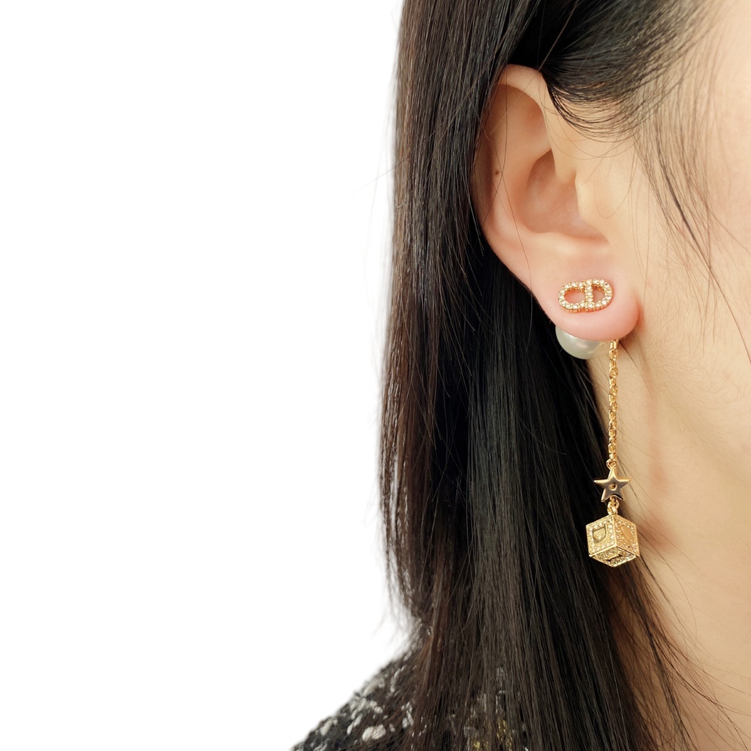 CDE294 CD tribales star tassels Earrings in metal and crystal pearl - ccjewelryacc