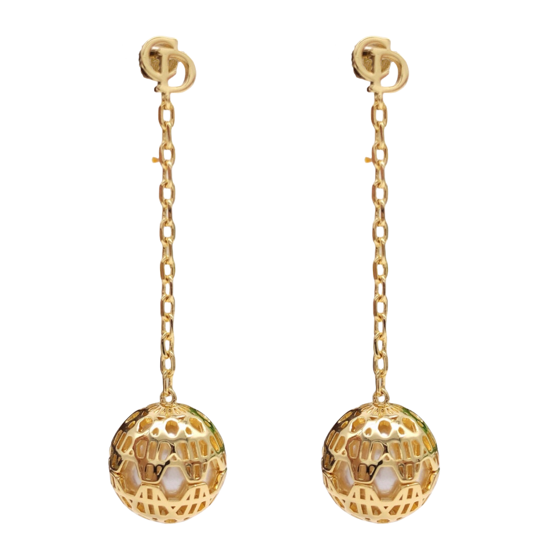 CDE119 CD hollow ball tassels earrings - ccjewelryacc