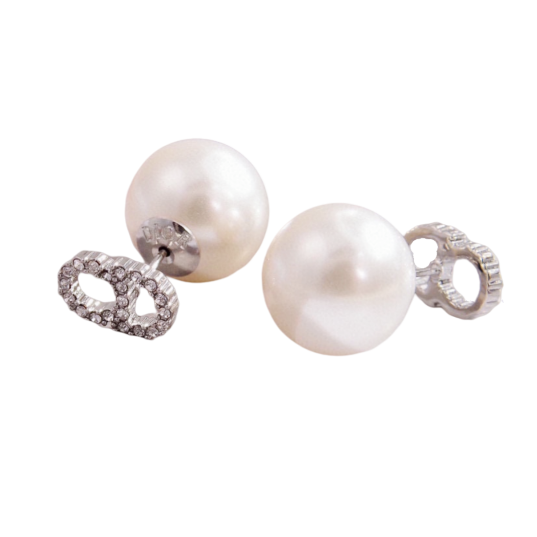 CDE109 CD Tribales earring in silver metal and pearl - ccfashionjewelry