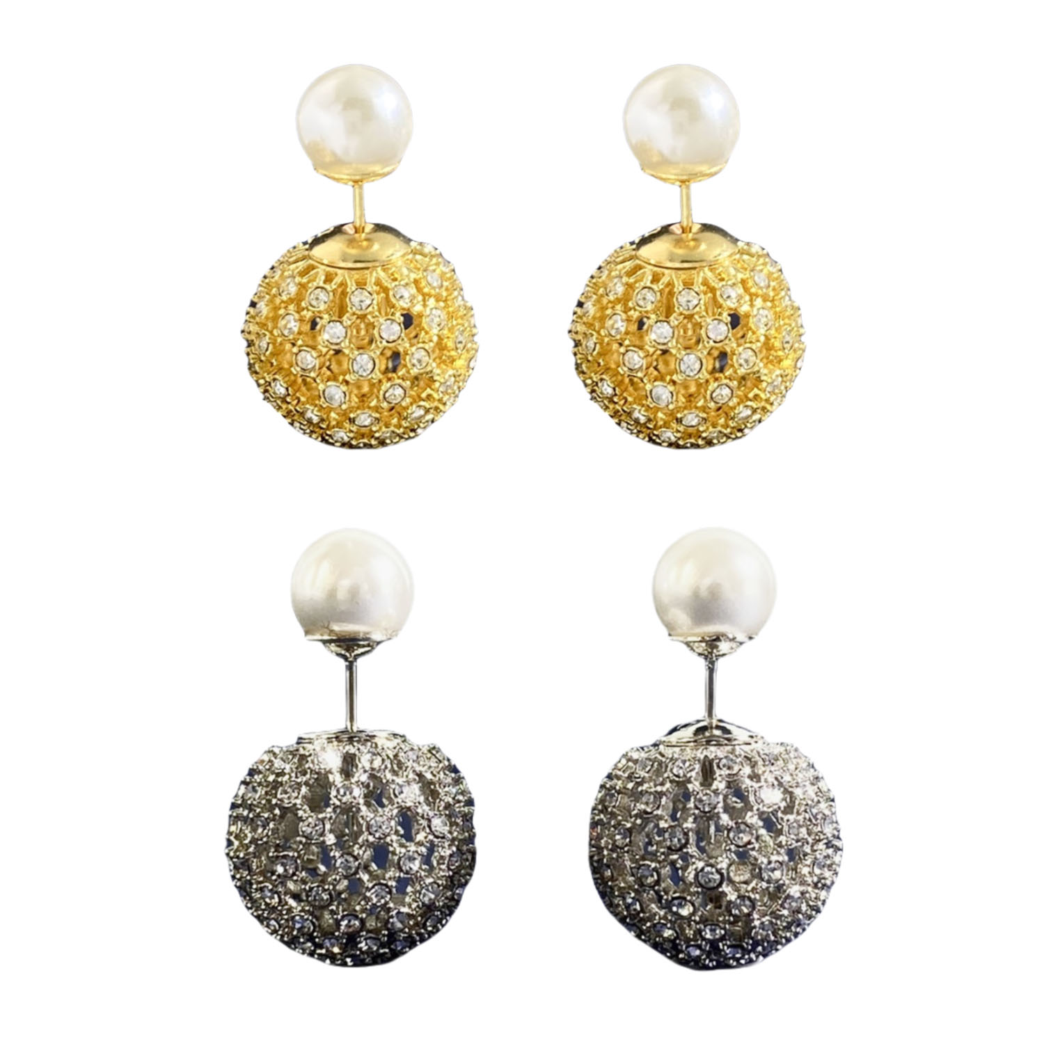CDE195 Dior hollow tribales earrings in metal and pearl - ccjewelryacc