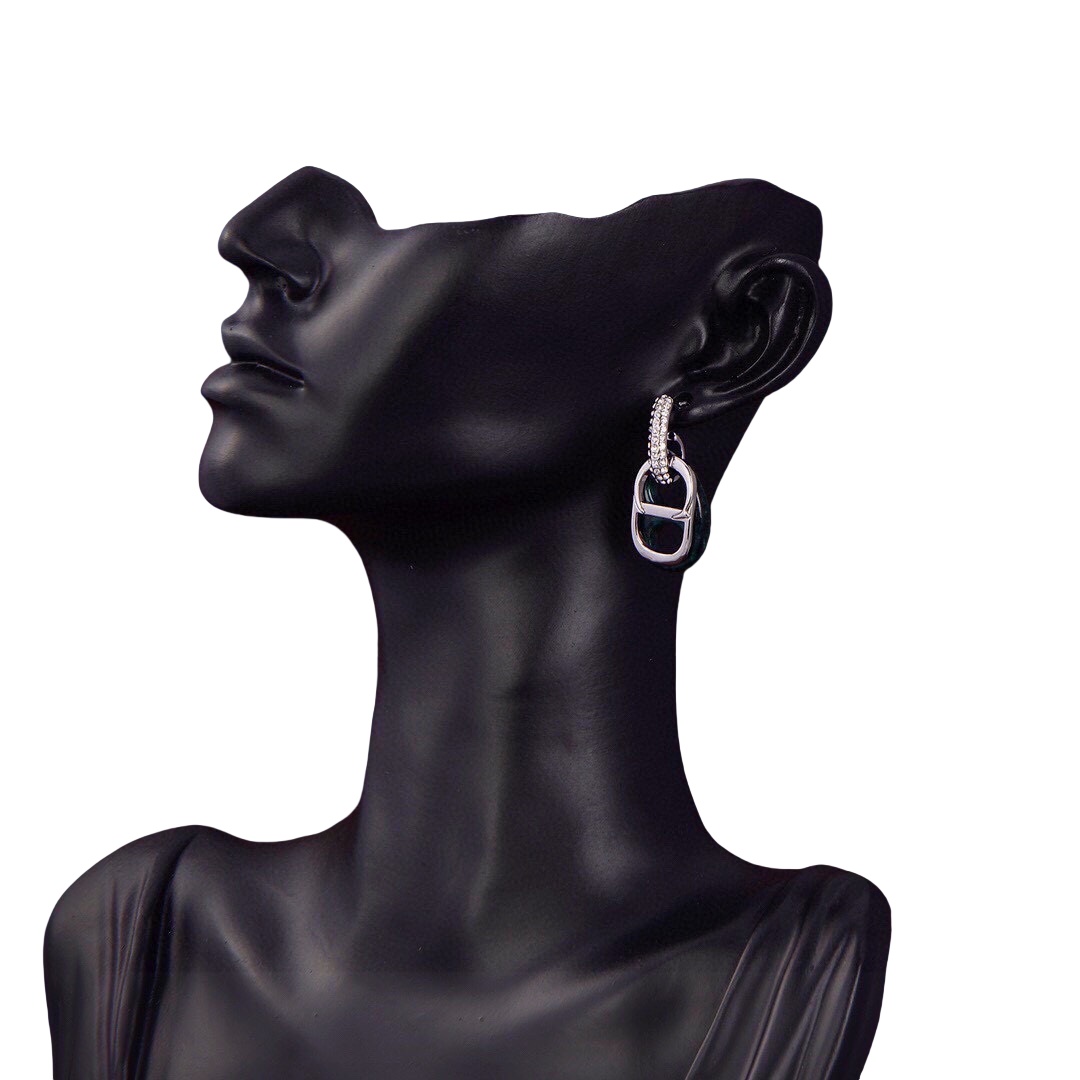 CDE108 Dior CD letter and stone drop earrings - ccjewelryacc