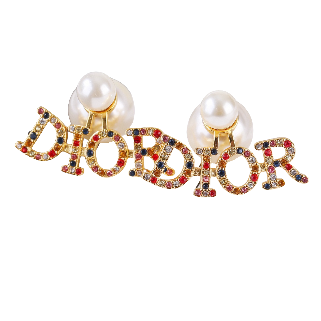 CDE116 Dior Tribales earrings with multicolor crystal and pearl - ccfashionjewelry