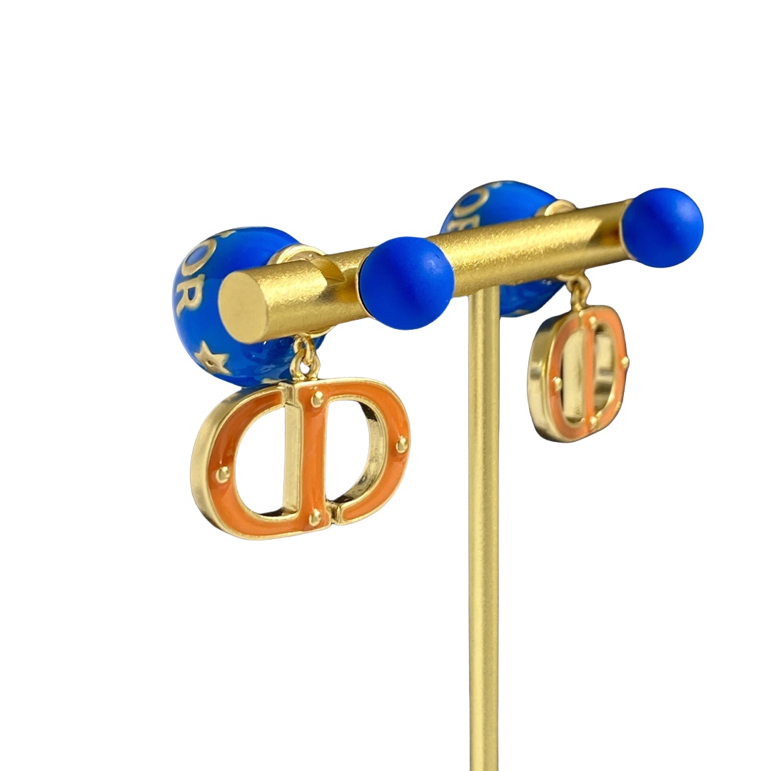 CDE290 Dior Blue Tribales earrings - ccjewelryacc