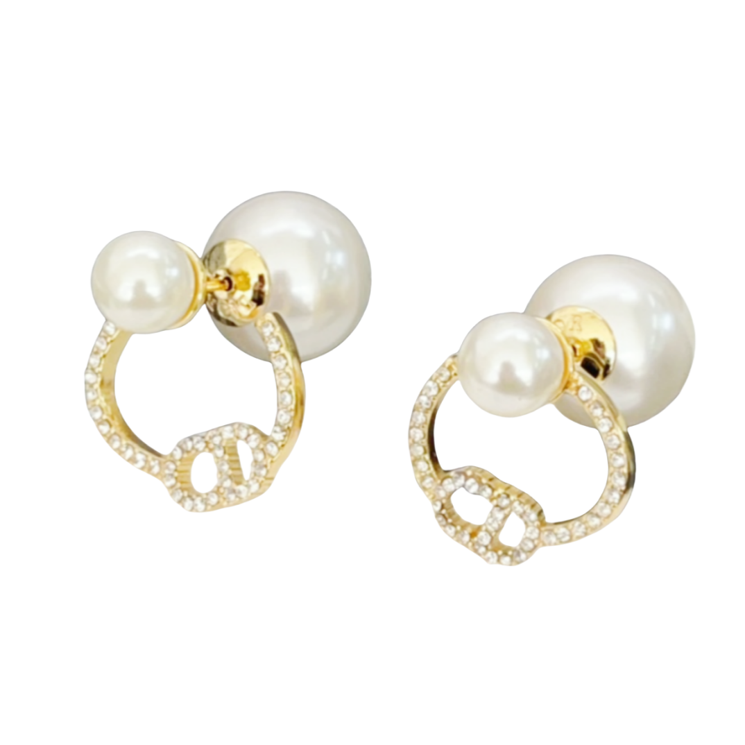CDE194 Dior tribales earring in metal crystal and pearl - ccfashionjewelry