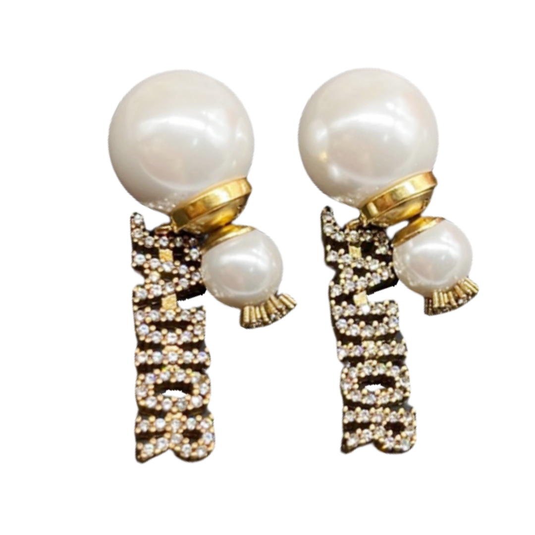CDE127 Crystal Jadior tribales earrings in metal and pearl - ccfashionjewelry