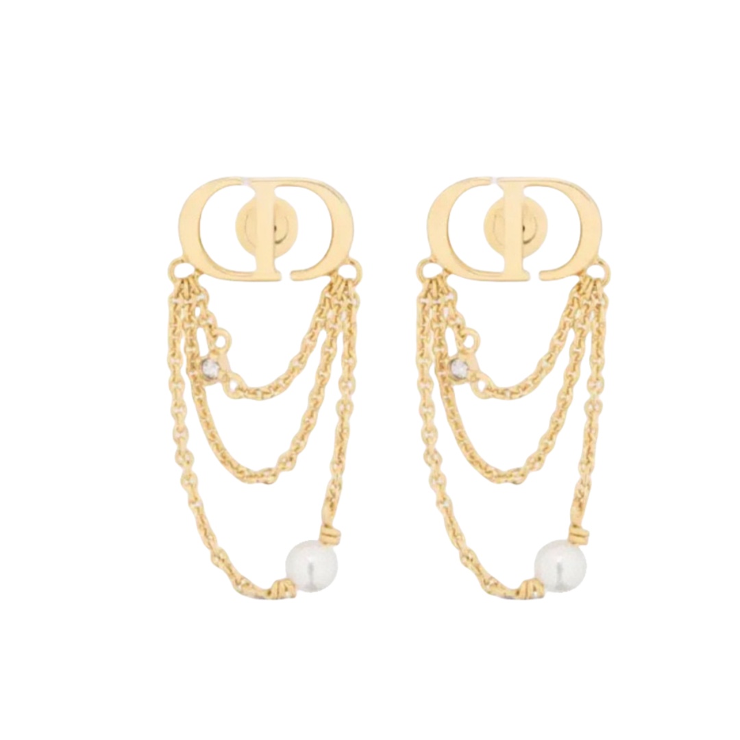 CDE204 Dior CD letter and chain tassels earrings - ccjewelryacc