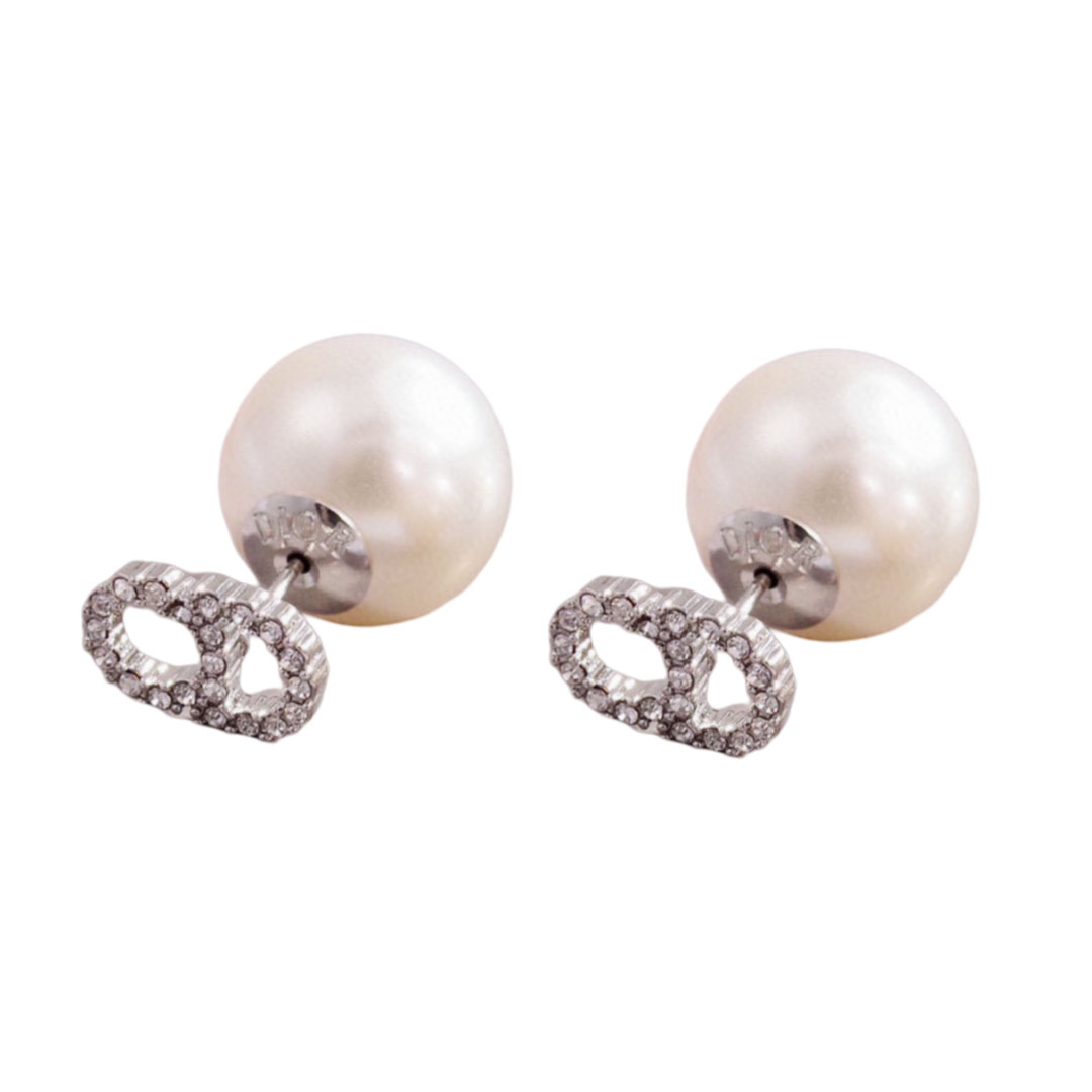 CDE109 CD Tribales earring in silver metal and pearl - ccfashionjewelry