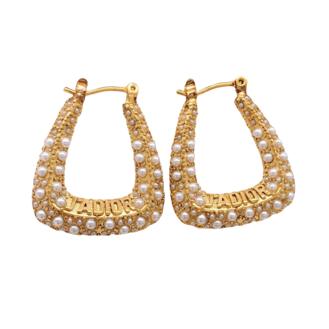 CDE115 Dior U shage pearl hook earrings - ccjewelryacc