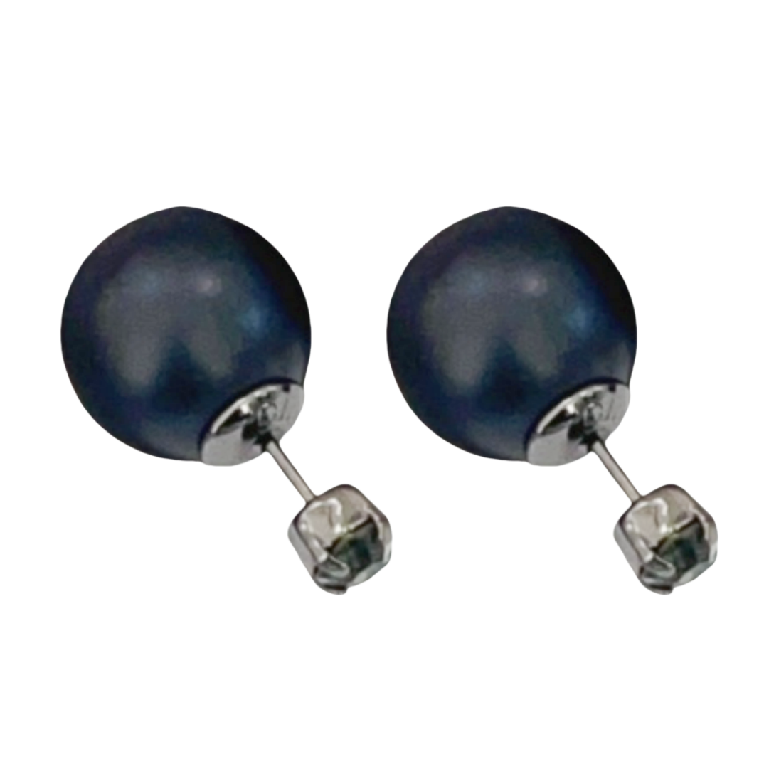 CDE199 Dior tribales earrings in black pearl and black zircon - ccfashionjewelry