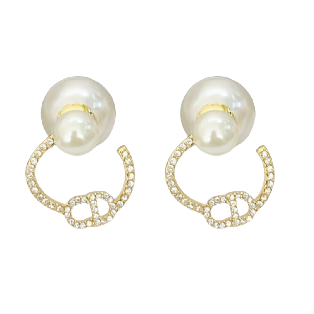 CDE194 Dior tribales earring in metal crystal and pearl - ccfashionjewelry