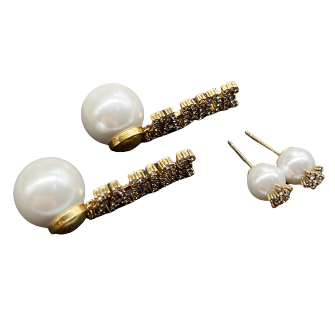CDE127 Crystal Jadior tribales earrings in metal and pearl - ccjewelryacc