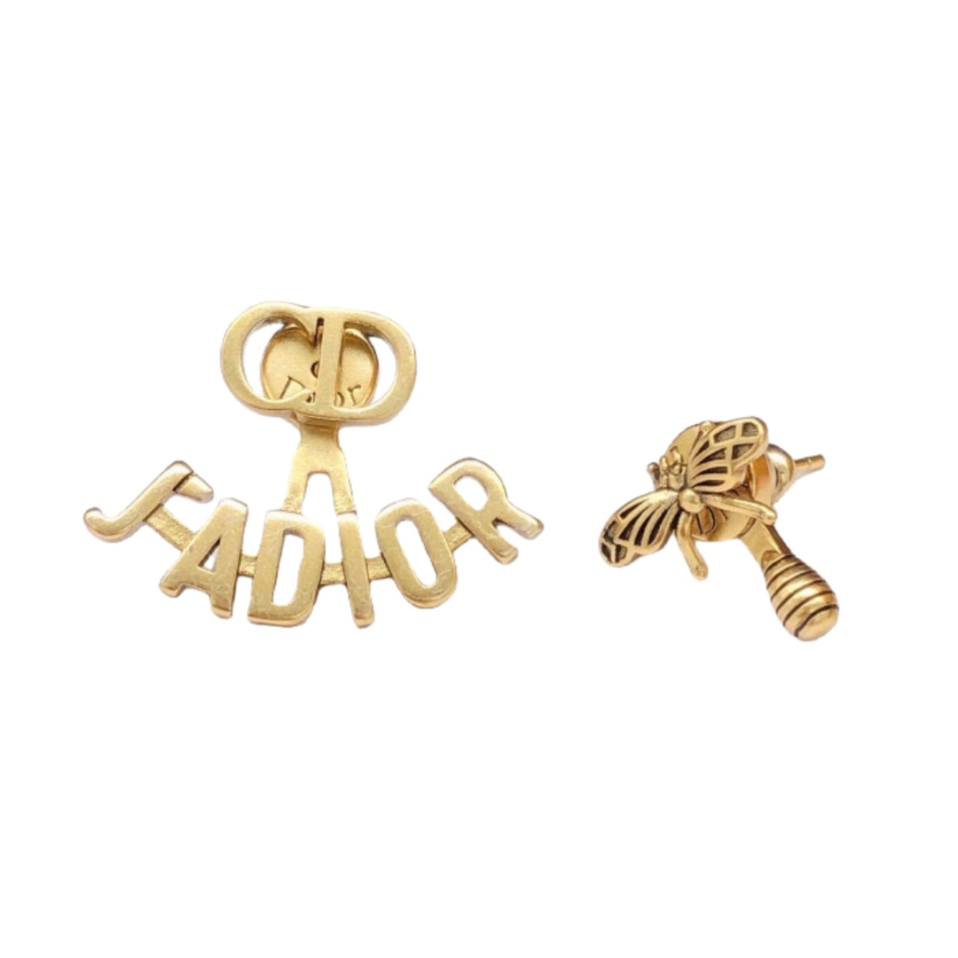 CDE112 Asymmetry JADIOR bee stud earrings in metal - ccjewelryacc