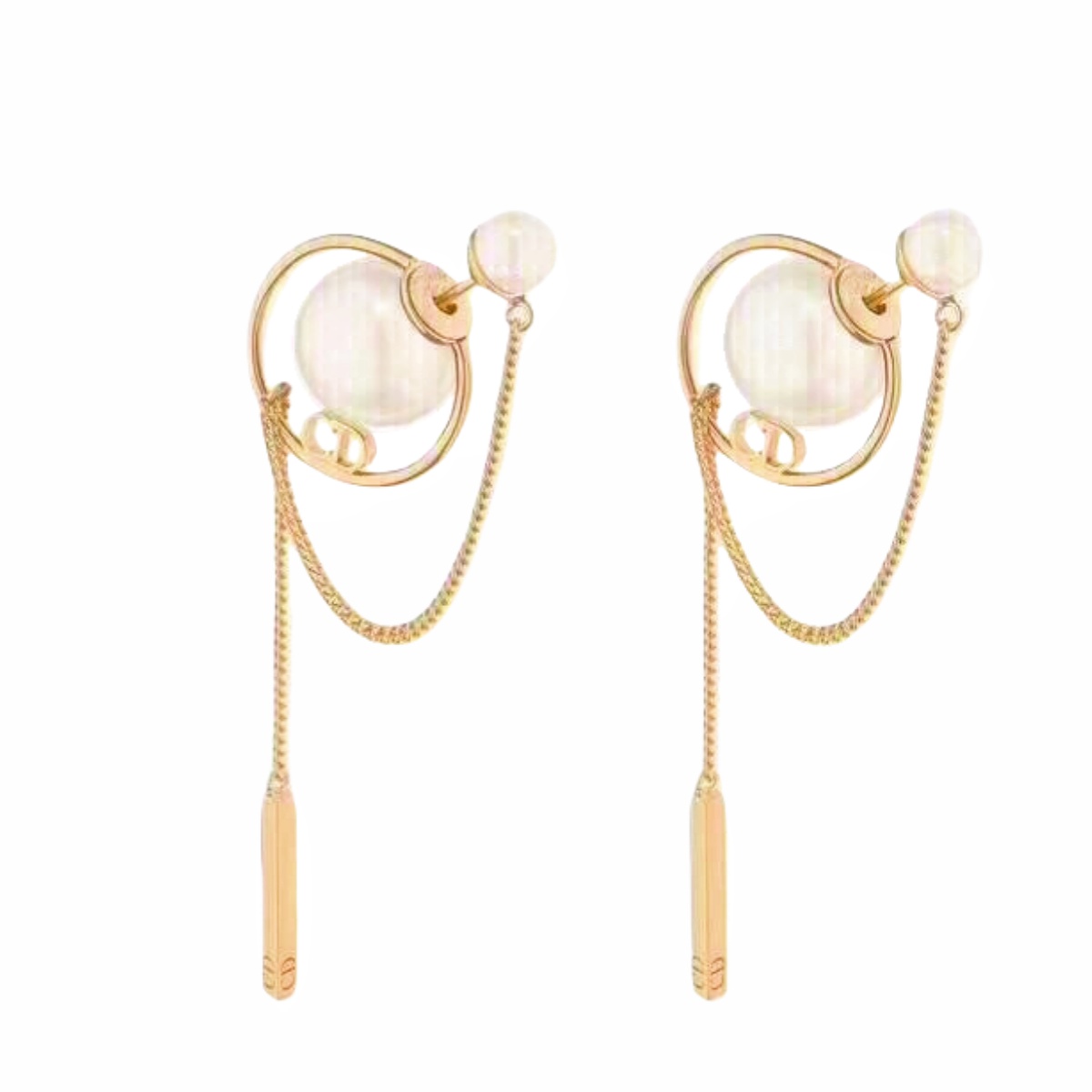 CDE291 Dior tribales tassels earrings with chain and pearls - ccfashionjewelry