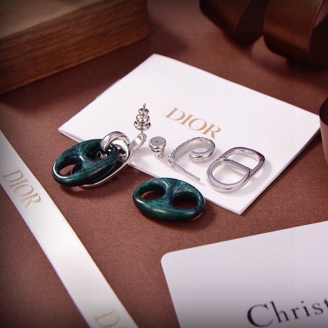 CDE108 Dior CD letter and stone drop earrings - ccjewelryacc
