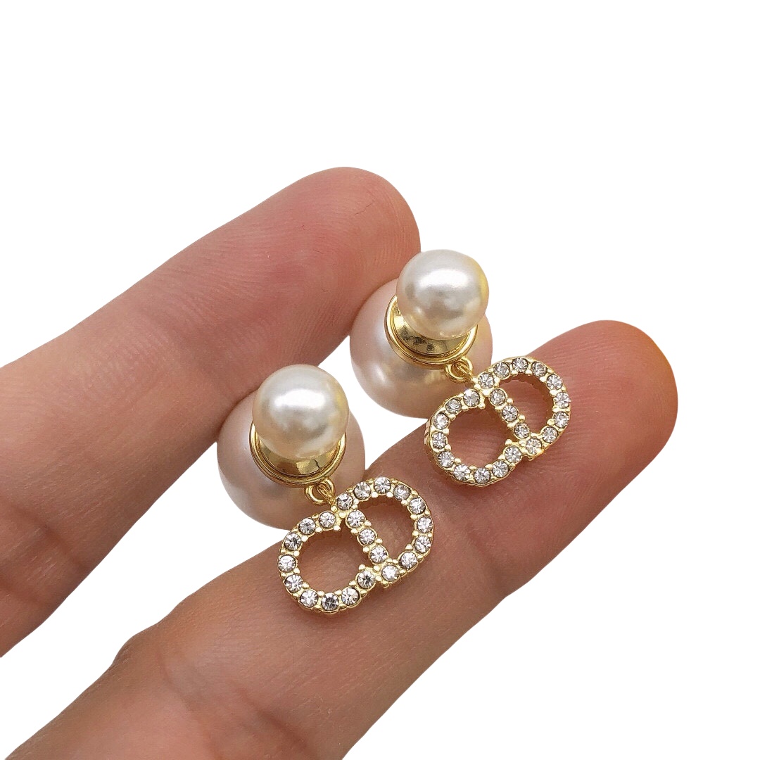 CDE114 Dior crystal CD letter tribales earrings - ccjewelryacc