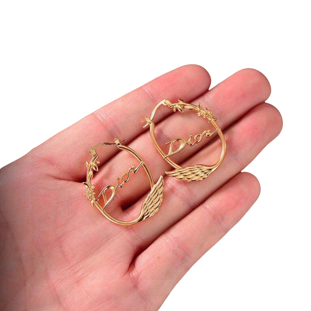 CDE104 Dio(r) Evolution hoop earring in gold finish - ccjewelryacc