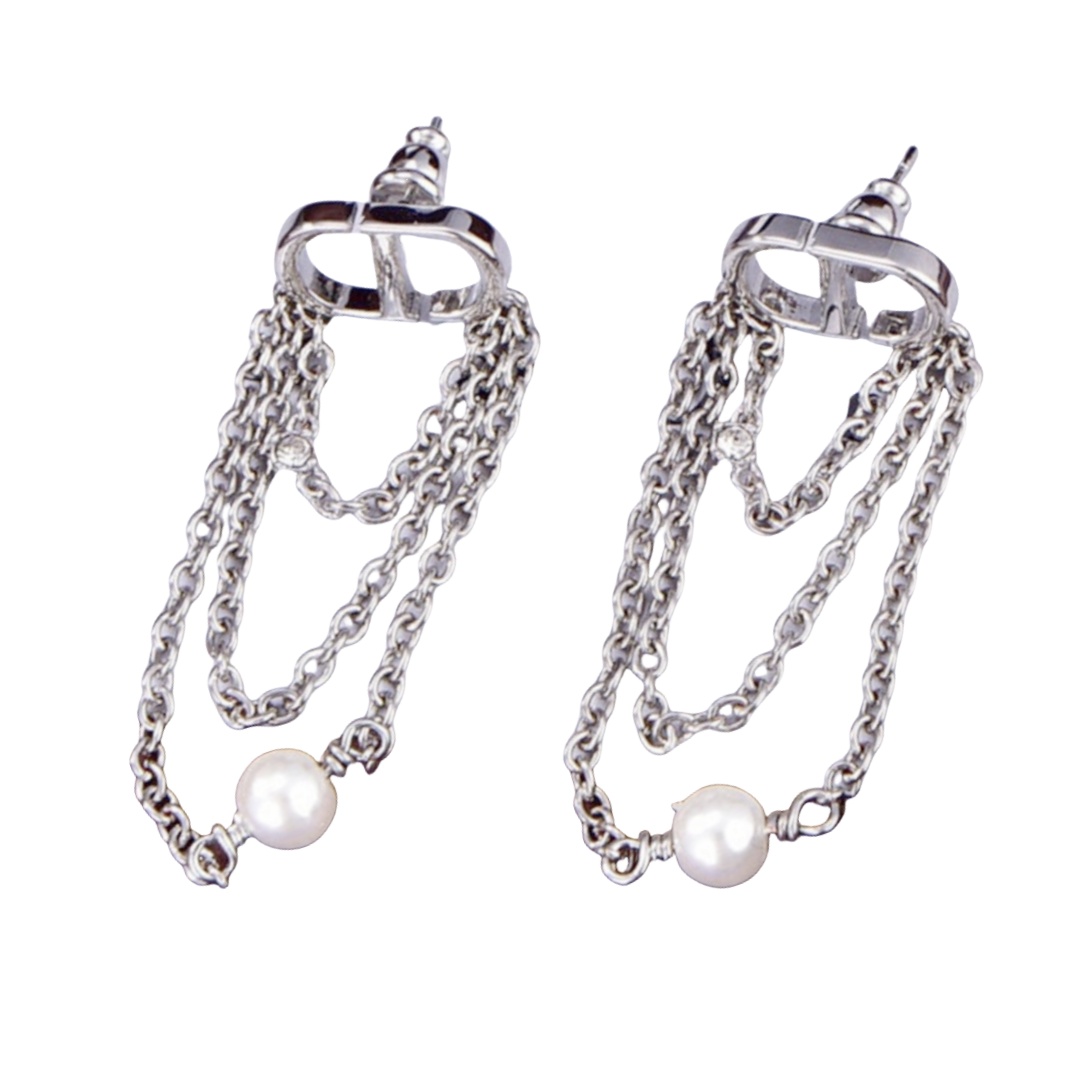 CDE204 Dior CD letter and chain tassels earrings - ccjewelryacc
