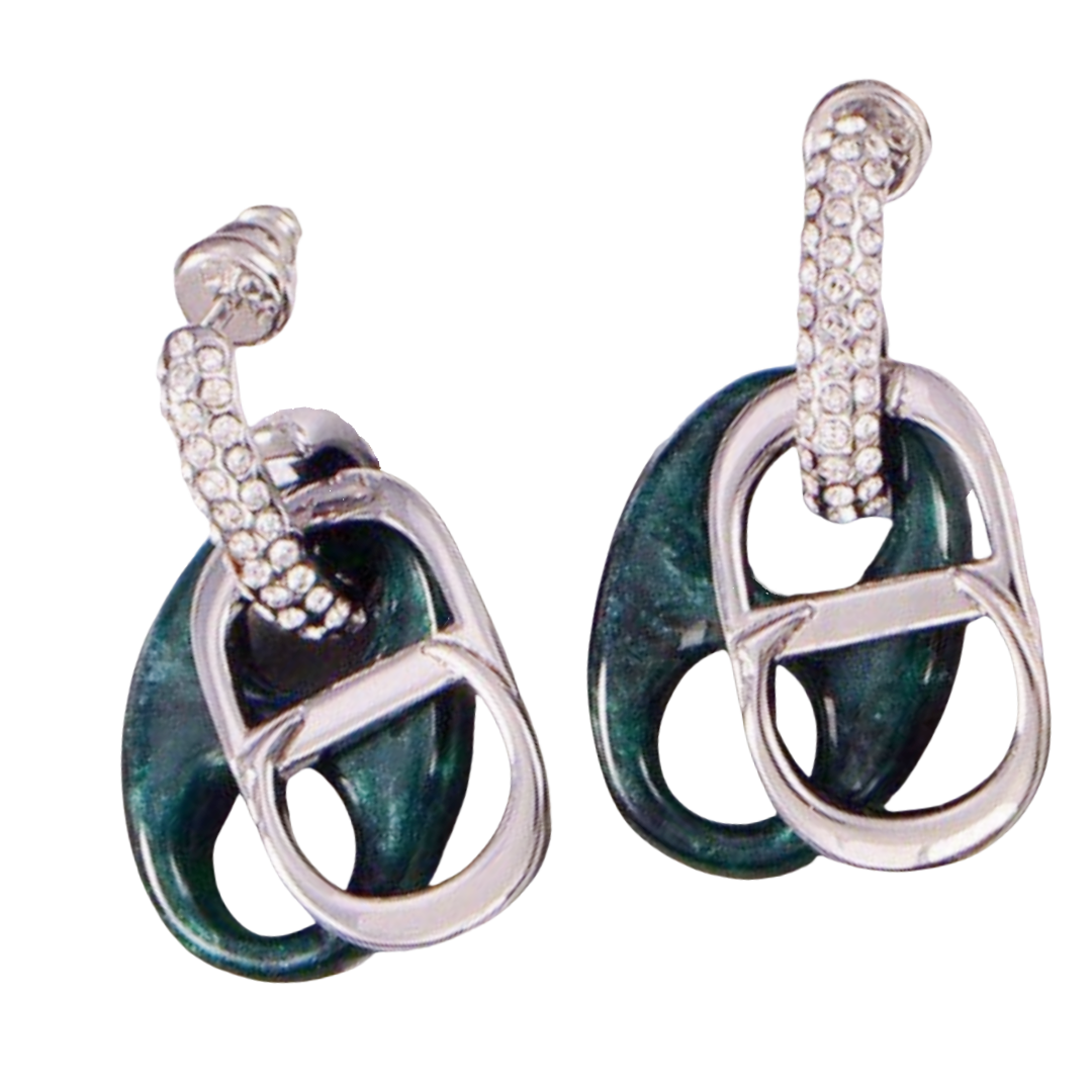 CDE108 Dior CD letter and stone drop earrings - ccjewelryacc