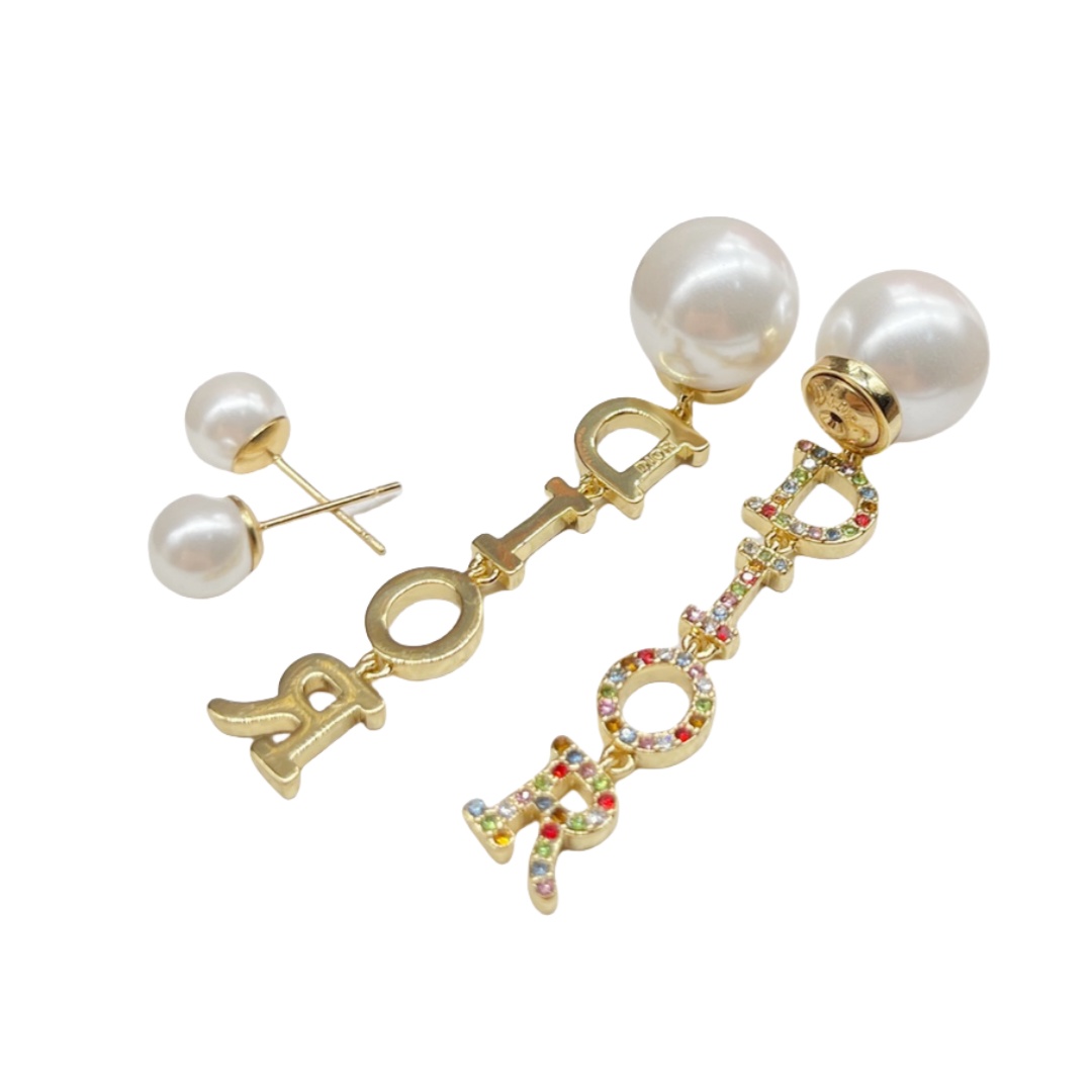 CDE125 Multicolor crystal dior tribales earrings - ccjewelryacc