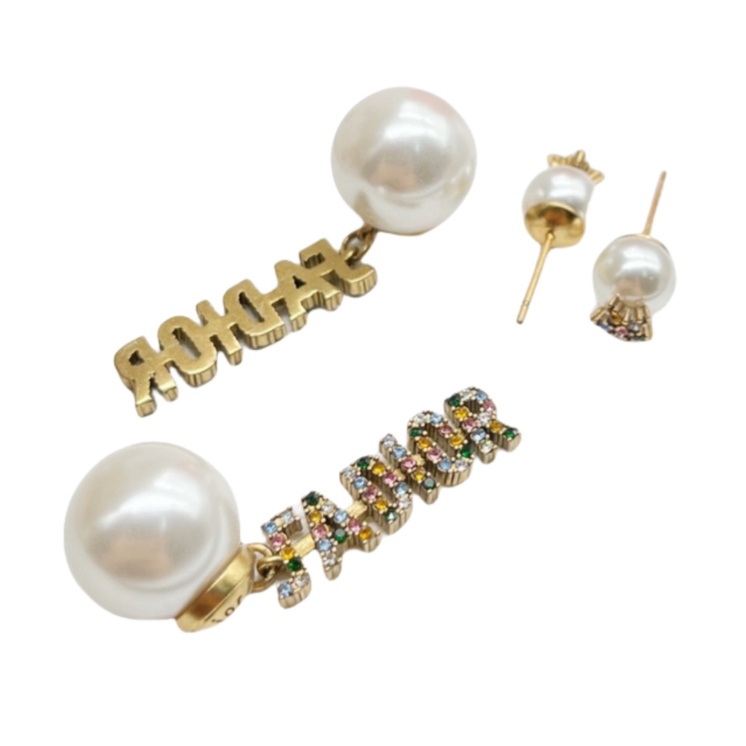 CDE127 Crystal Jadior tribales earrings in metal and pearl - ccjewelryacc