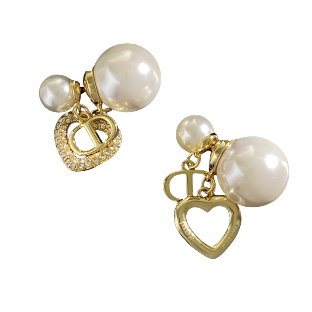 CDE295 Dior crystal heart tribales earrings - ccjewelryacc