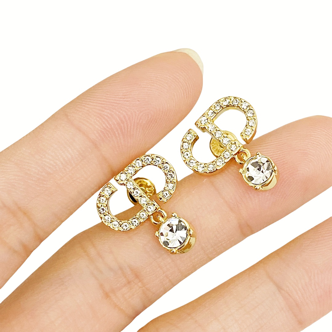 CDE203 Crystal CD drop earrings - ccjewelryacc