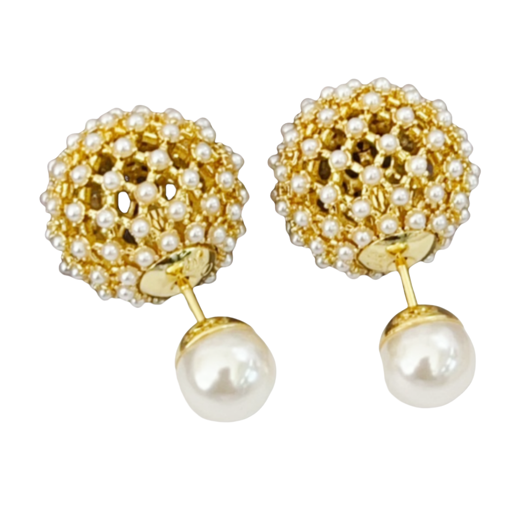 CDE195 Dior hollow tribales earrings in metal and pearl - ccjewelryacc