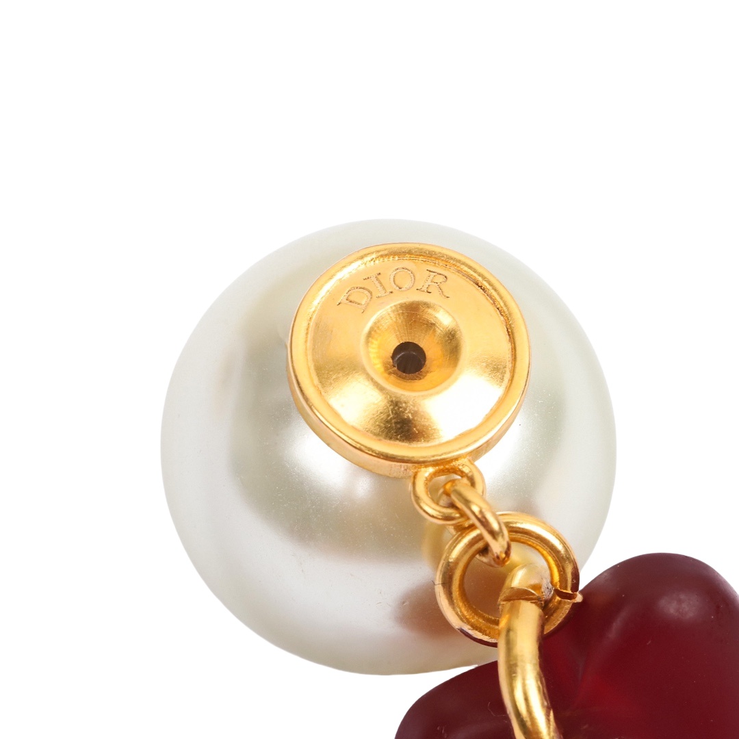 CDE242 Dior red heart tribales earrings - ccjewelryacc