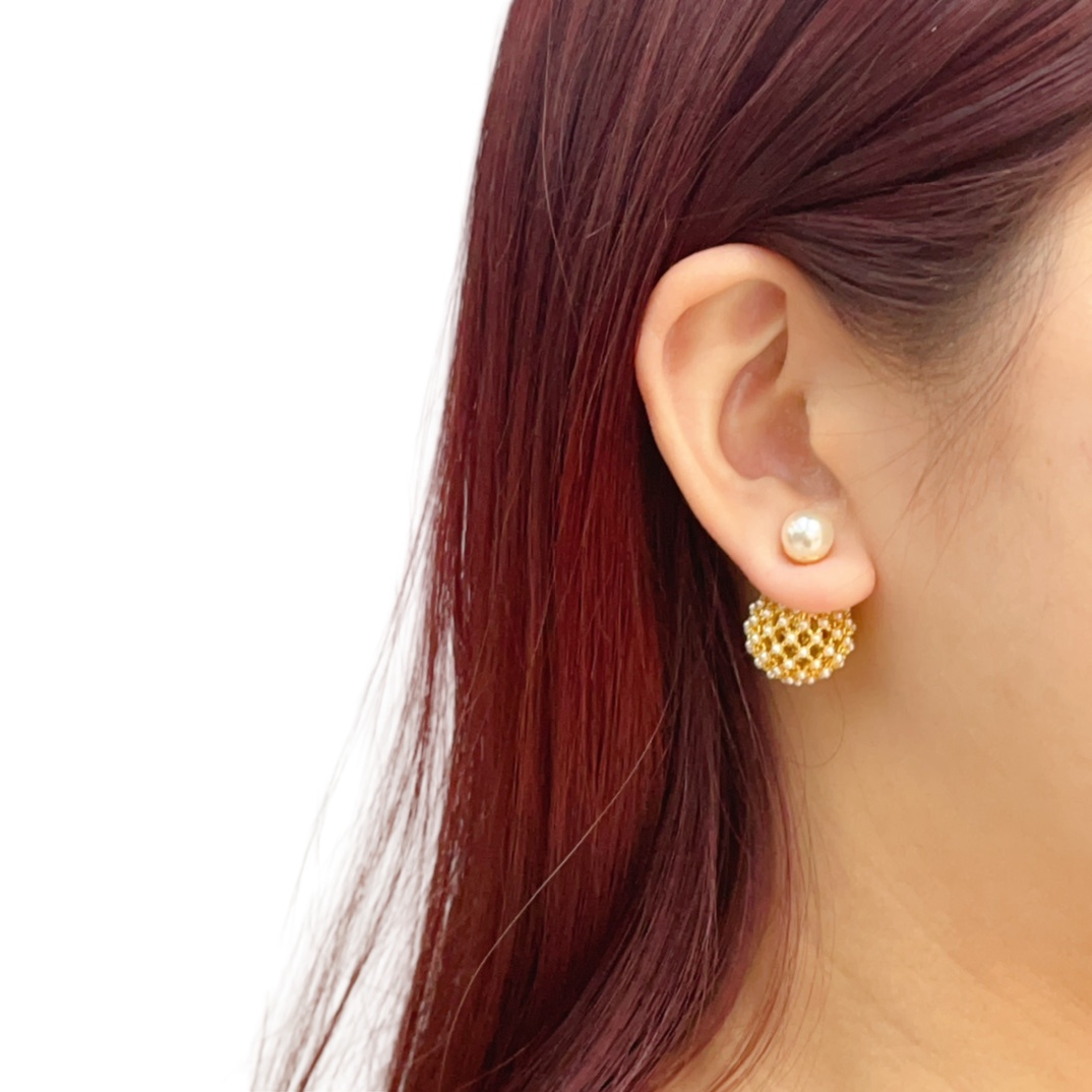 CDE195 Dior hollow tribales earrings in metal and pearl - ccjewelryacc