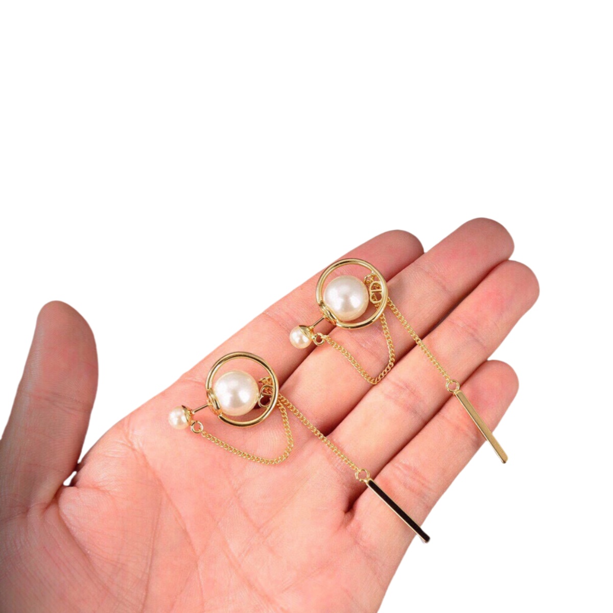 CDE291 Dior tribales tassels earrings with chain and pearls - ccjewelryacc