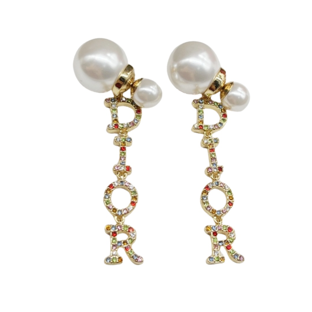 CDE125 Multicolor crystal dior tribales earrings - ccjewelryacc