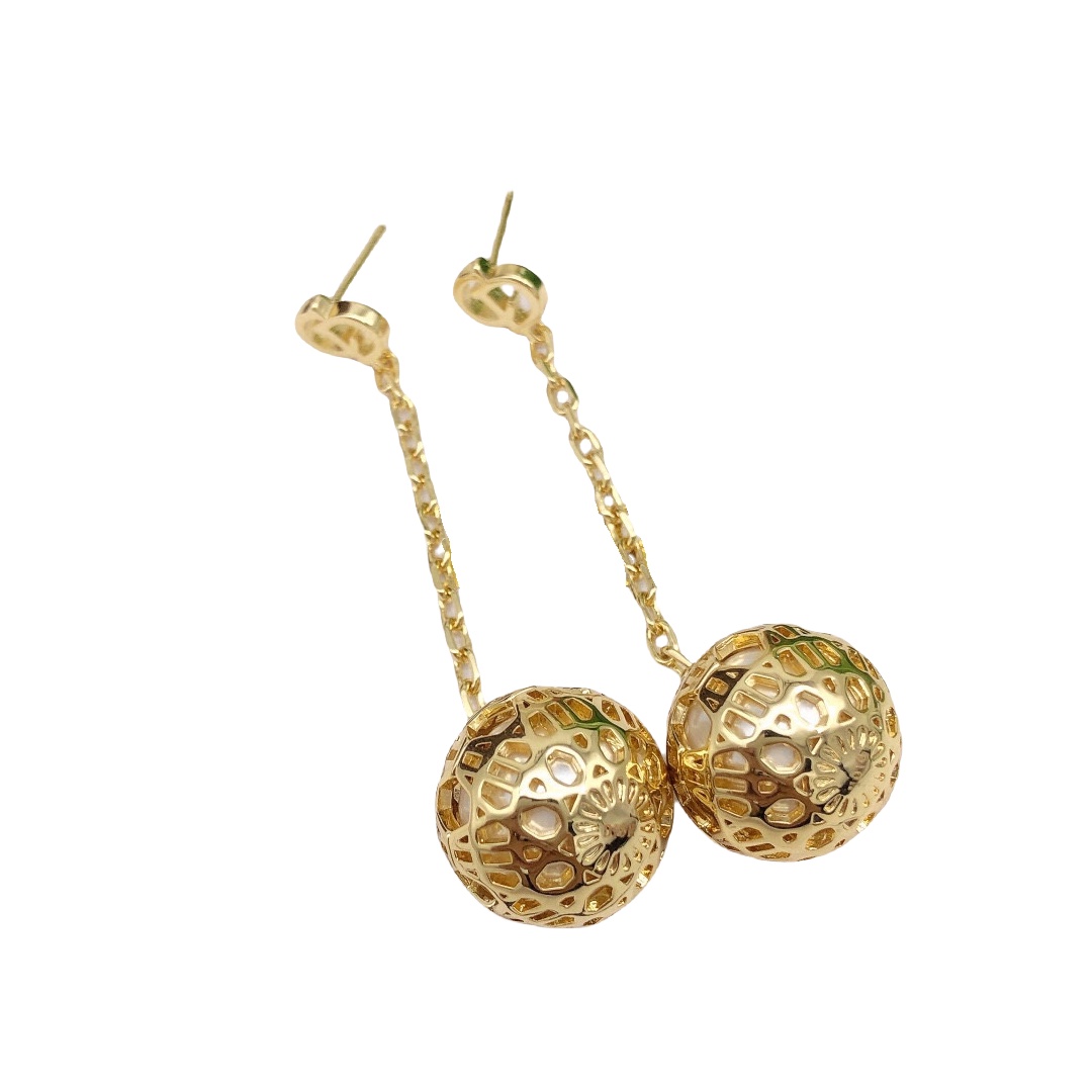 CDE119 CD hollow ball tassels earrings - ccjewelryacc