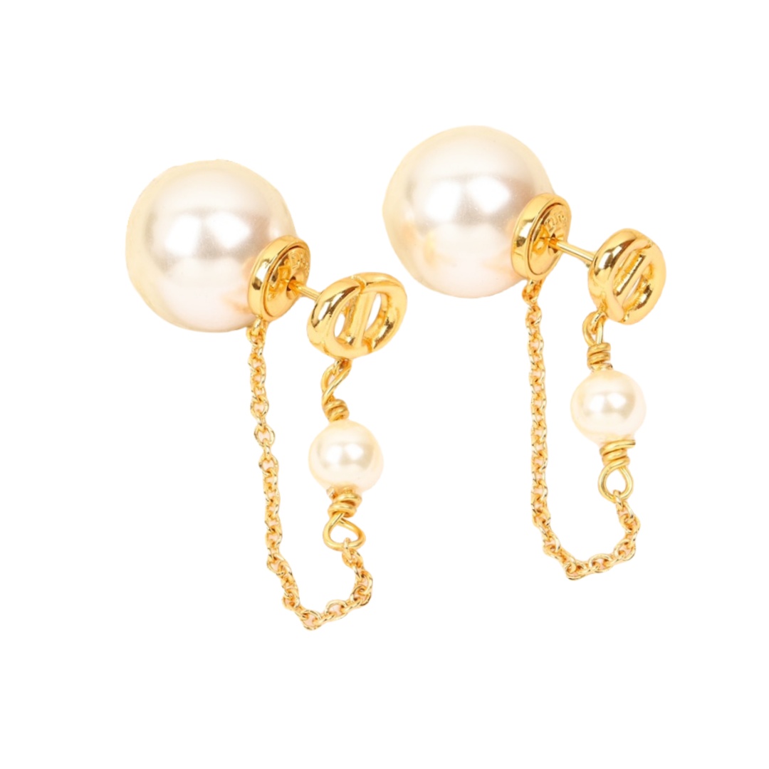 CDE227 Tribales earrings in metal and pearl - ccjewelryacc