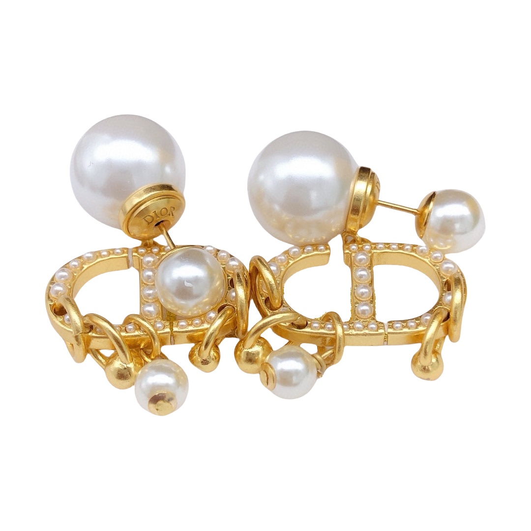 CDE124 CD tribales earrings in metal gold and pearl - ccjewelryacc