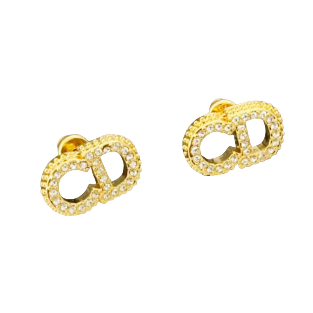 CDE188 Full crystal CD stud earrings - ccjewelryacc
