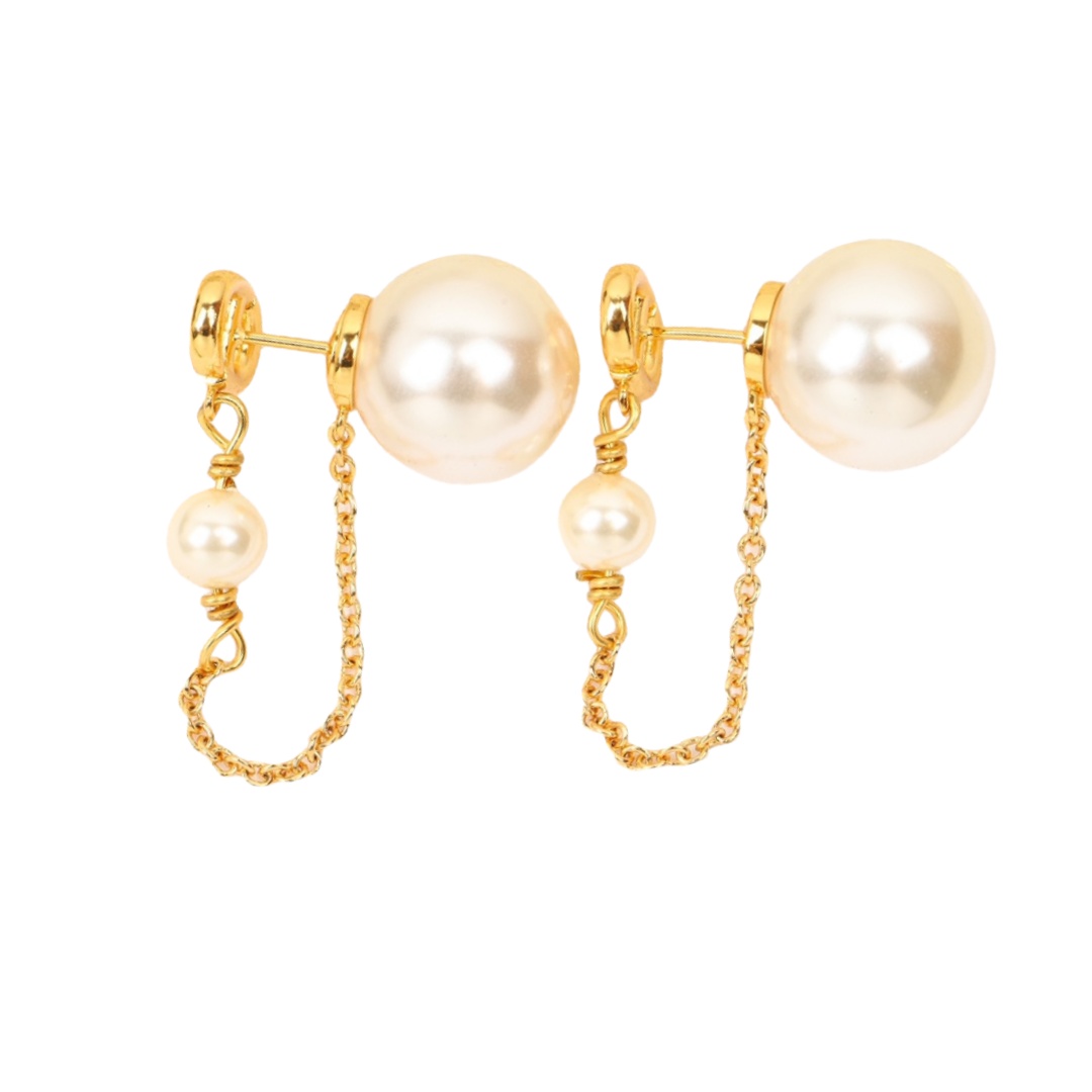 CDE227 Tribales earrings in metal and pearl - ccjewelryacc
