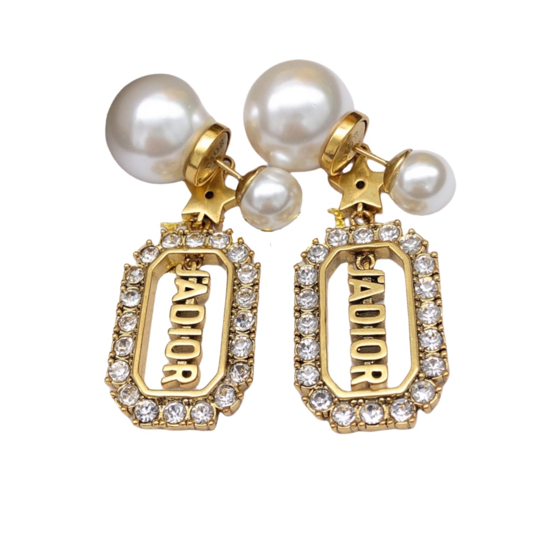 CDE129 Jadior tribales earrings in metal and crysal pearl - ccfashionjewelry